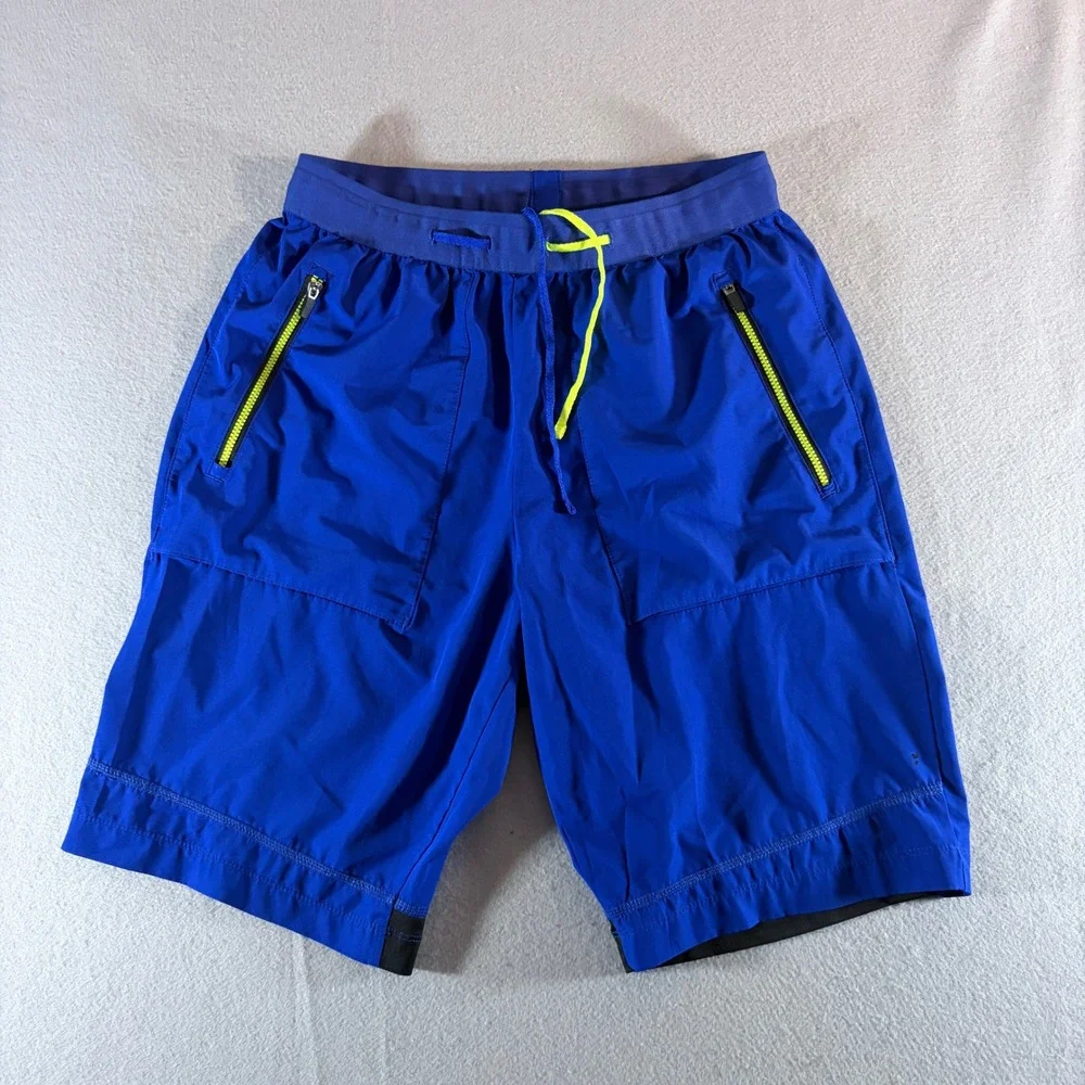 Russell Athletic Mens Blue Active Performance Shorts Size S 28-30 Zip Pockets
